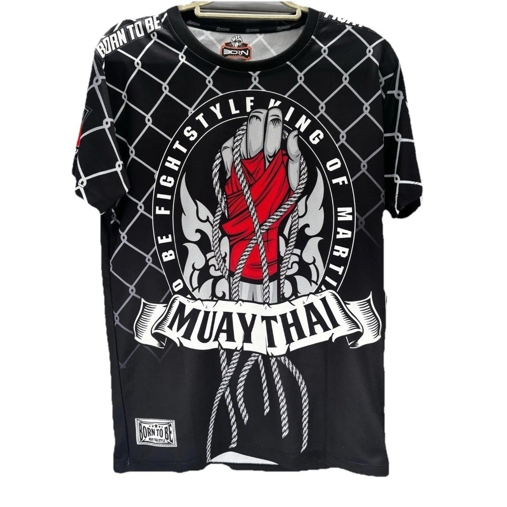 BORN Born to be Muay Thai Quick-Dry T-Shirt‎ Black Adult Unisex Size L